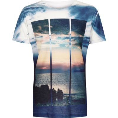 Boys blue scenic print t-shirt
